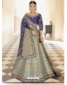 Navy Blue Silk Embroidered Designer Lehenga Choli