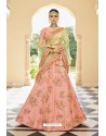 Peach Silk Heavy Embroidered Designer Lehenga Choli