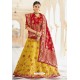 Yellow And Red Silk Embroidered Designer Lehenga Choli