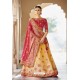 Red And Cream Silk Embroidered Designer Lehenga Choli