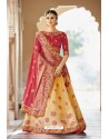 Red And Cream Silk Embroidered Designer Lehenga Choli