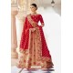 Red And Peach Silk Embroidered Designer Lehenga Choli