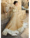 Off White And Gold Net Embroidered Floor Length Suit