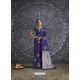 Navy Blue Silk Blend Jacquard Work Saree