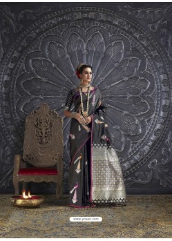 Black Silk Blend Jacquard Work Saree