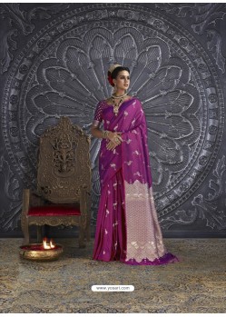Purple Silk Blend Jacquard Work Saree