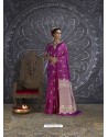 Purple Silk Blend Jacquard Work Saree