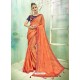 Orange Silk Butti Worked Saree