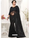 Black Net Resham Worked Designer Saree