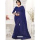 Navy Blue Net Resham Worked Designer Saree