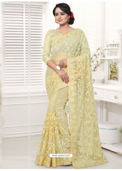 Lemon Net Resham Worked Designer Saree