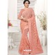 Peach Net Resham Worked Designer Saree