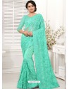 Aqua Mint Net Resham Worked Designer Saree