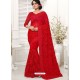 Red Net Resham Worked Designer Saree