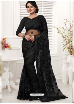 Beautiful Black Net Designer Saree