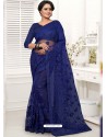 Eye Catching Navy Blue Net Designer Saree