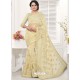 Cream Net Resham Worked Designer Saree