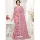 Light Pink Net Resham Worked Designer Saree