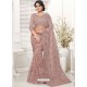 Light Brown Net Resham Worked Designer Saree