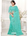 Firozi Net Resham Worked Designer Saree