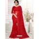 Glorious Red Net Designer Saree