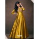 Mustard Silk Embroidered Party Wear Gown