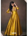 Mustard Silk Embroidered Party Wear Gown