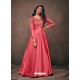 Light Red Silk Embroidered Party Wear Gown