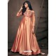 Peach Silk Embroidered Party Wear Gown