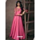 Hot Pink Silk Embroidered Party Wear Gown