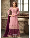 Pink Georgette Embroidered Designer Palazzo Suit