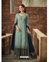 Sky Blue Georgette Embroidered Designer Palazzo Suit