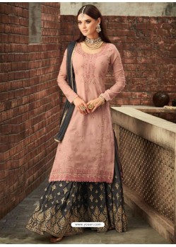 Peach Georgette Embroidered Designer Palazzo Suit