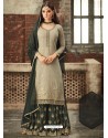 Taupe Georgette Embroidered Designer Palazzo Suit