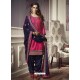 Medium Violet Cotton Satin Embroidered Salwar Suit