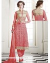 Pleasant Pink Georgette Churidar Salwar Suit