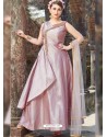 Pink Chanderi Slub Hand Embroidered Gown Style Suit