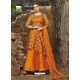Amazing Orange Organza And Satin Hand Work Gown Style Suit