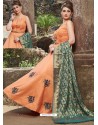 Orange Chanderi Silk Hand Embroidered Gown Style Suit