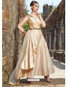 Light Beige Silk Hand Worked Gown Style Suit