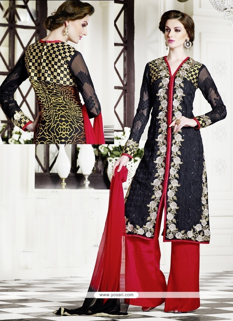 Classy Black Georgette Designer Palazzo Suit