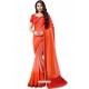 Orange Chiffon Printed Work Saree