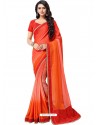 Orange Chiffon Printed Work Saree