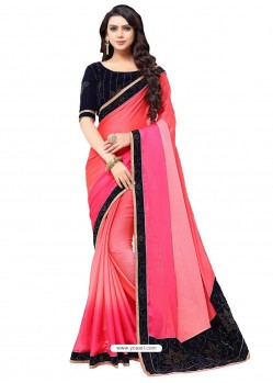 Multi Colour Chiffon Printed Work Saree