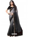 Grey Chiffon Printed Work Saree