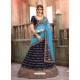 Navy Blue Velvet Embroidered Designer Lehanga Choli