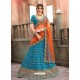 Sky Blue Velvet Embroidered Designer Lehanga Choli