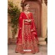 Red Silk Embroidered Designer Lehenga Choli