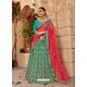 Teal Silk Embroidered Designer Lehenga Choli