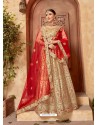 Beige Silk Embroidered Designer Lehenga Choli